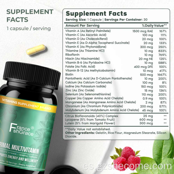 Shecome Primal Cápsulas multivitamínicas Apoyo inmunológico energético